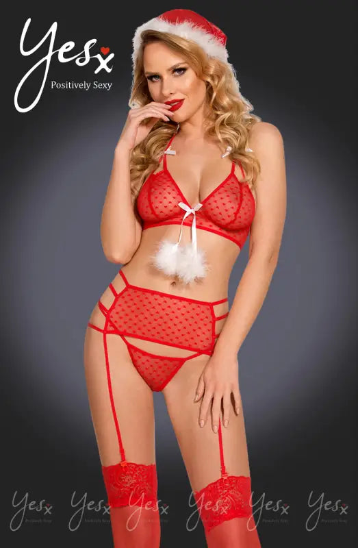 Enticing YesX YX945 5pc Red Sexy Festive Set for Unforgettable Moments - S/M
