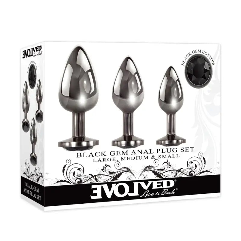 Evolved Black Gem Anal Plug Set for Enhanced Pleasure Experience