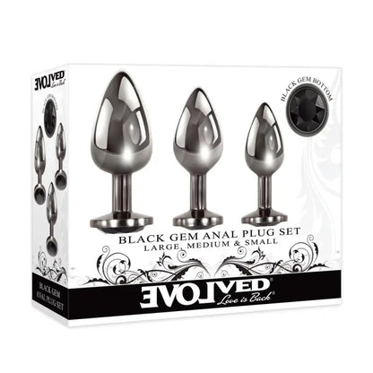 Evolved Black Gem Anal Plug Set for Enhanced Pleasure Experience