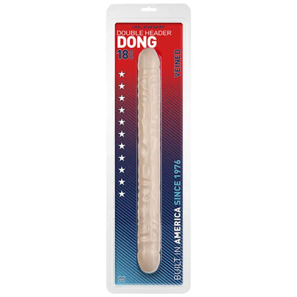 Exciting Double Header 18 Inch Veined Dong in Flesh Pink for Versatile Play
