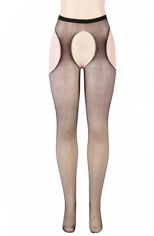 Experience Allure with YesX YX850 Sparkly Fishnet Black Tights - XS/M