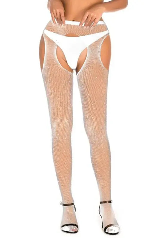 Experience Allure with YesX YX850 Sparkly Fishnet Black Tights - XS/M