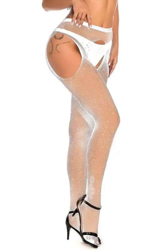 Experience Allure with YesX YX850 Sparkly Fishnet Black Tights - XS/M