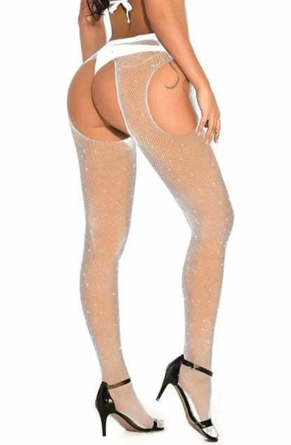 Experience Allure with YesX YX850 Sparkly Fishnet Black Tights - XS/M