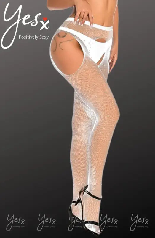 Experience Allure with YesX YX850 Sparkly Fishnet Black Tights - XS/M