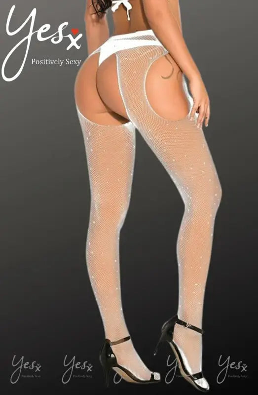 Experience Allure with YesX YX850 Sparkly Fishnet Black Tights - XS/M