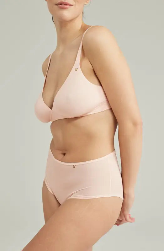 Experience Comfort with Second Skin Stretch High Waist Brief in Blush Pink
