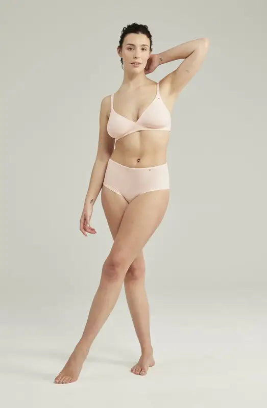Experience Comfort with Second Skin Stretch High Waist Brief in Blush Pink