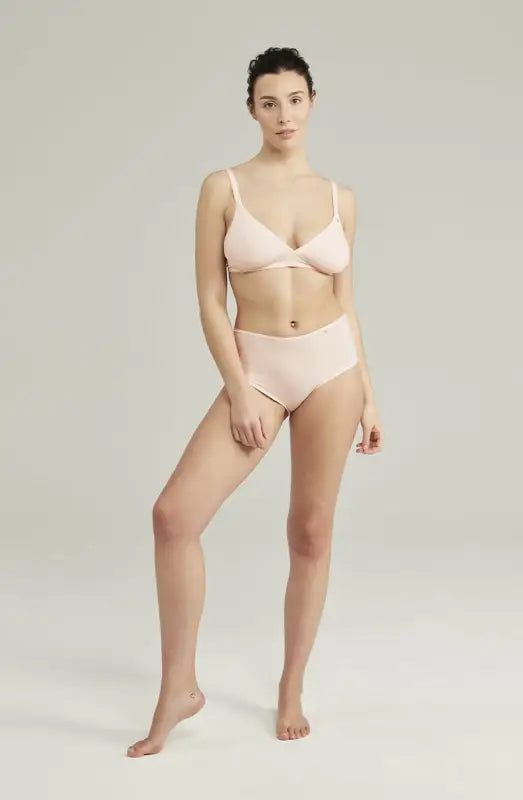 Experience Comfort with Second Skin Stretch High Waist Brief in Blush Pink