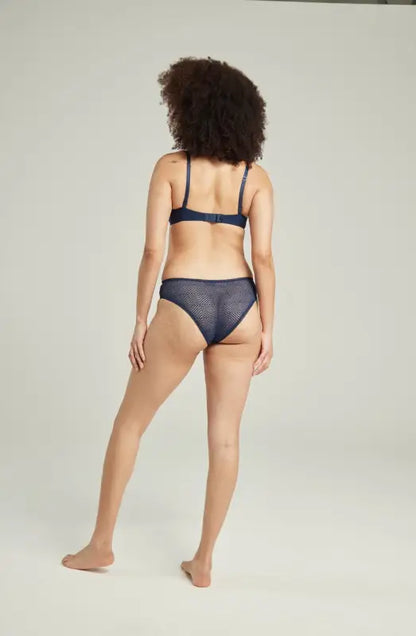 Experience Effortless Elegance with Sheer Deco High Leg Brief Navy
