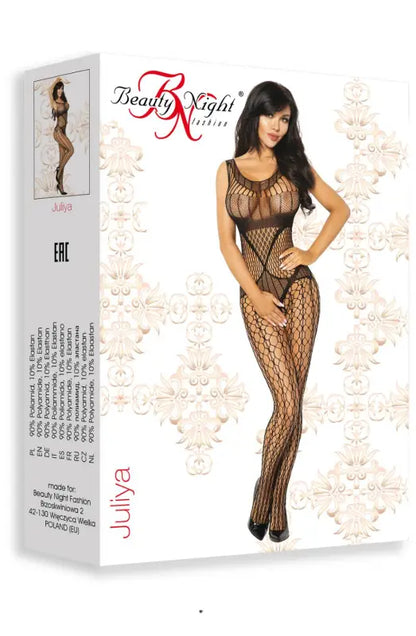 Experience Elegance with Beauty Night BN6581 Juliya Black Bodystocking Design - One Size (S-L)