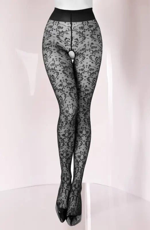 Experience Elegance with Black Secret BS135 Crotchless Tights