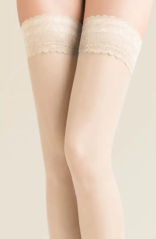 Experience Elegance with Gabriella Calze Delicate Transparent Lycra Hold Ups Ivory