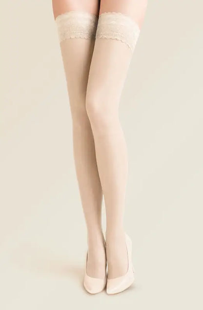 Experience Elegance with Gabriella Calze Delicate Transparent Lycra Hold Ups Ivory