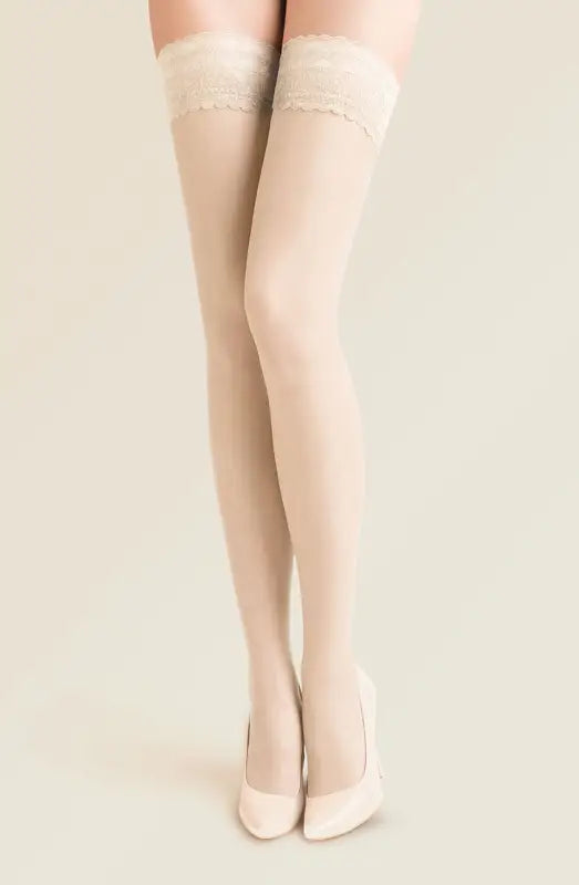 Experience Elegance with Gabriella Calze Delicate Transparent Lycra Hold Ups Ivory