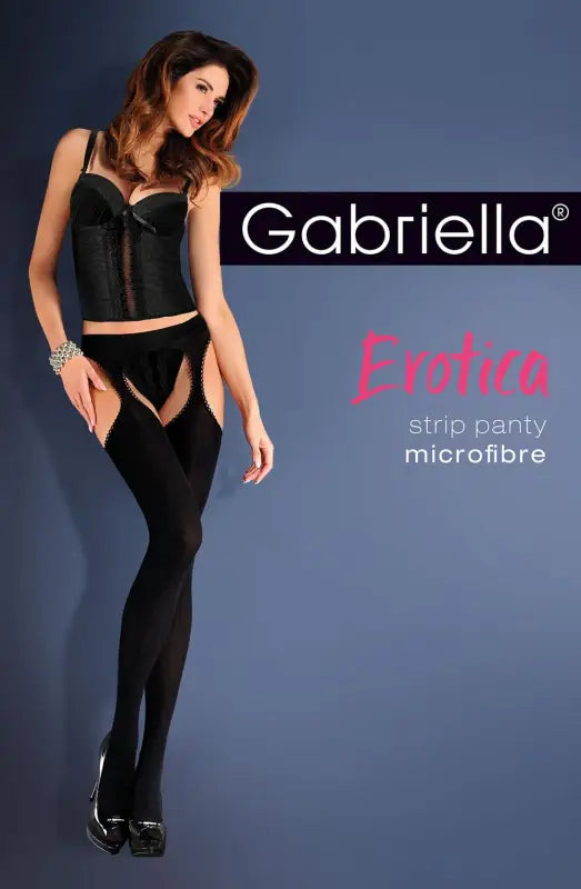 Experience Elegance with Gabriella Erotic Strip Panty Black and Stockings