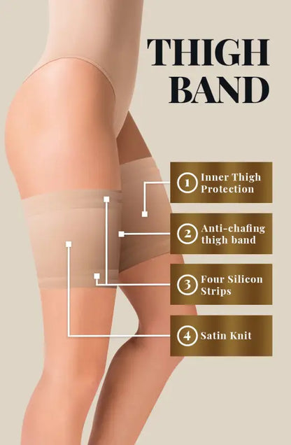 Experience Elegance with Gabriella Satin Thigh Band’s Smooth Finish
