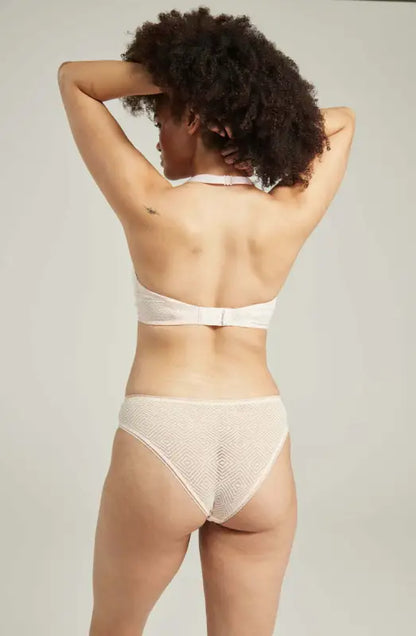 Experience Elegance with Sheer Deco High Leg Brief in Blush Pink