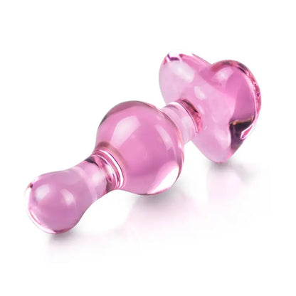 Experience Elegance with the Pink Heart Glass Butt Plug