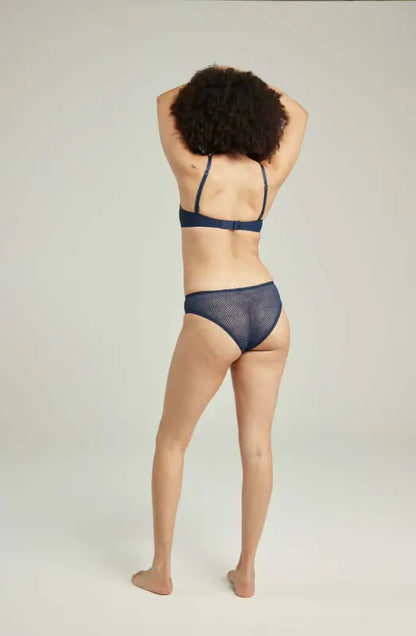 Experience Elegance with the Sheer Deco Lift Balcony Bra in Navy
