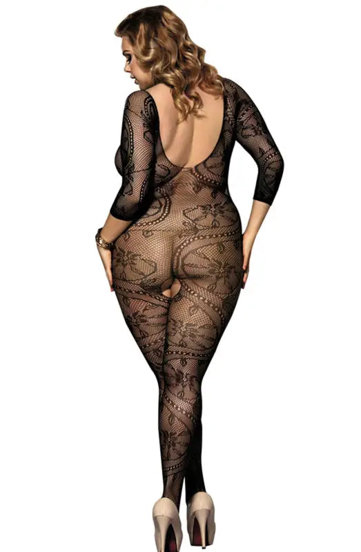 Experience Elegance with the YesX YX812Q Bodystocking in Three Quarter Sleeves - One Size (Plus)