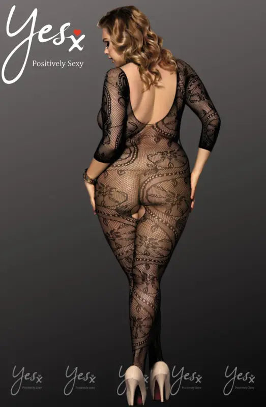 Experience Elegance with the YesX YX812Q Bodystocking in Three Quarter Sleeves - One Size (Plus)