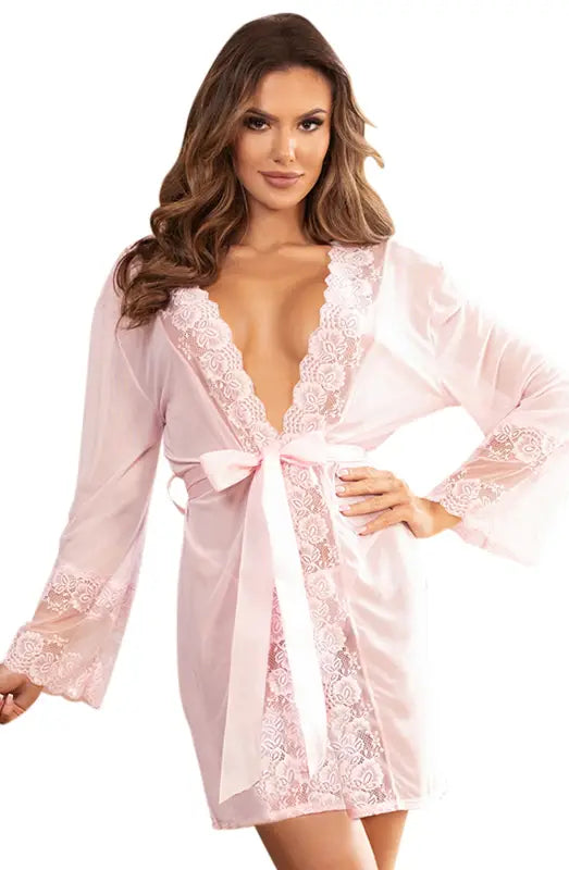 Experience Elegance with the YesX YX990 Pink Sheer Dressing Gown
