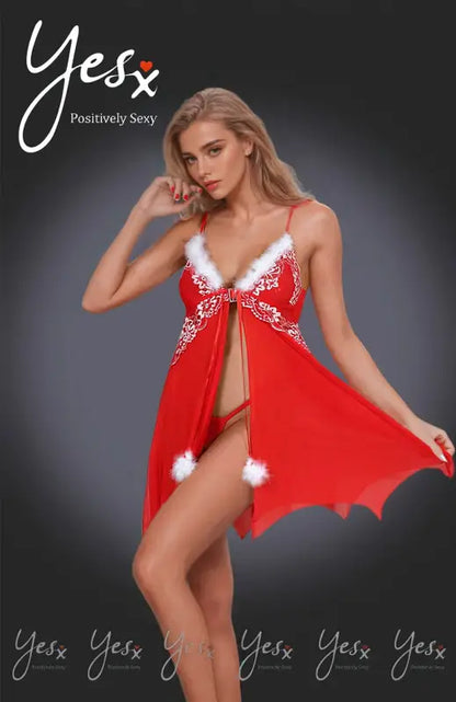 Experience Elegance with YesX YX949 Red Stunning Festive Babydoll Set