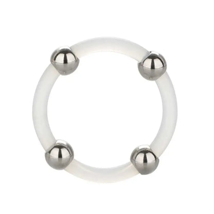 Experience Elevated Pleasure with Steel Beaded Silicone Cock Ring XL