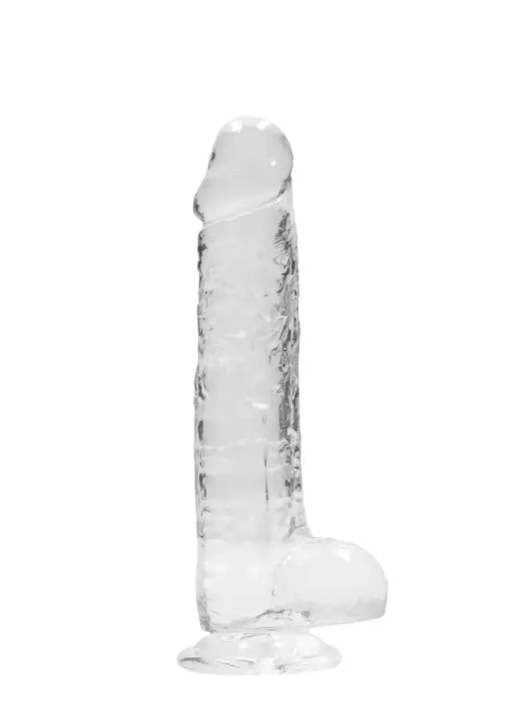 Real Rock Crystal Clear 8" Realistic Dildo With Balls (Transparent)