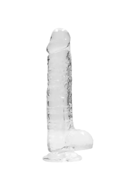Real Rock Crystal Clear 8" Realistic Dildo With Balls (Transparent)