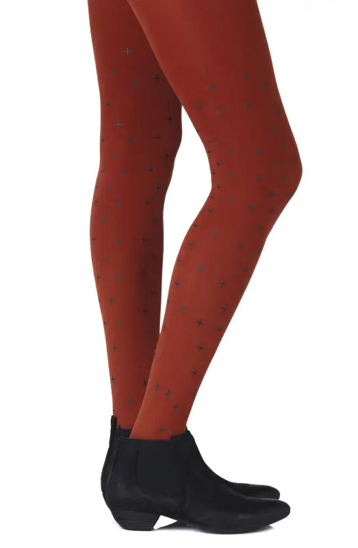 Experience Love with Zohara Allover Printed Rust Tights