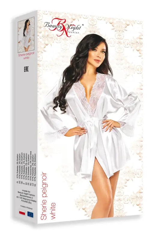 Experience Luxury with the Beauty Night BN6672 Sherie Peignoir White - One Size (S-L)