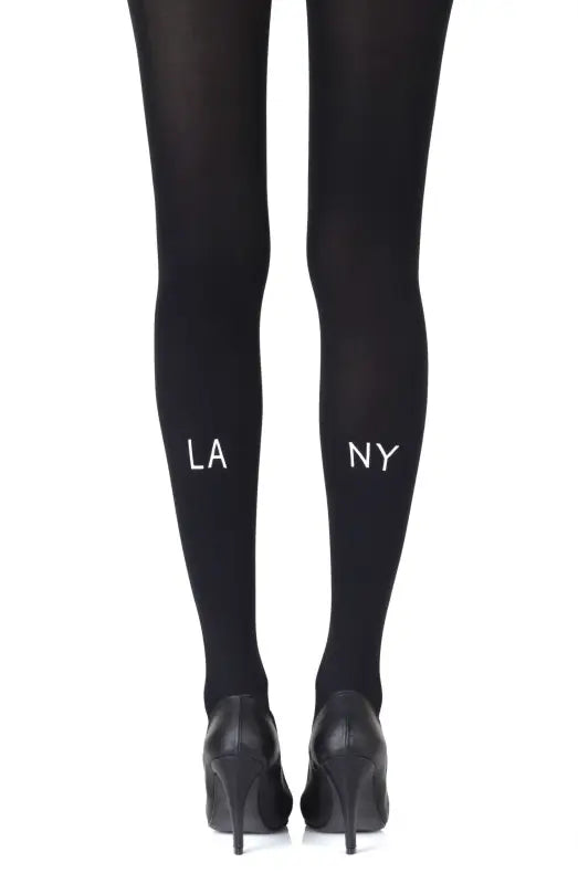 Experience Luxury with Zohara East West Black Tights in Light Grey Print