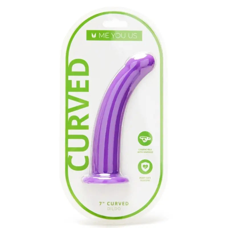Experience Pleasure with the Me You Us 7 Inch Purple Curved Silicone Dildo