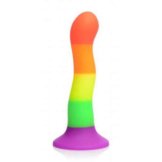 Experience Sensation with Proud Rainbow Silicone Dildo and Harness