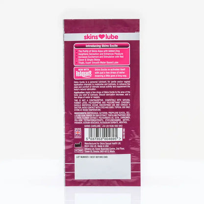 Skins Excite Tingling Water Based Lubricant - 5ml Foil