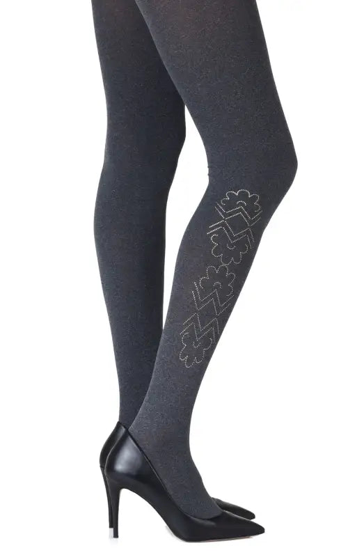 Experience Style with Zohara Caught In The Metal Heather Grey Print Tights