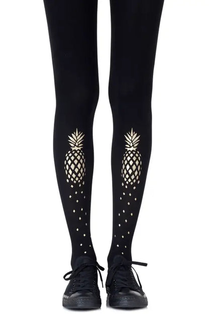 Experience Tropical Bliss with Zohara Gold Print Tights