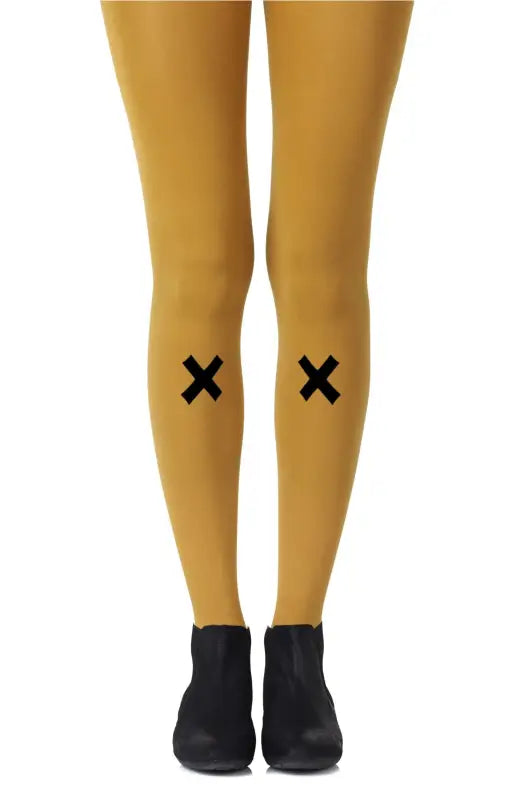 Experience Tropical Elegance with Zohara Mustard Print Tights Inspired by Piña Coladas