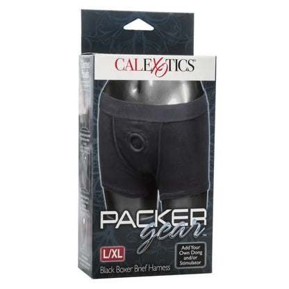 Experience Ultimate Pleasure with Packer Gear Boxer Harness Black