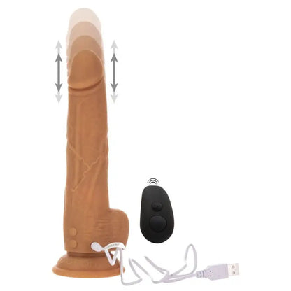 Experience Ultimate Pleasure with the 9 Inch Thrusting Dildo Caramel
