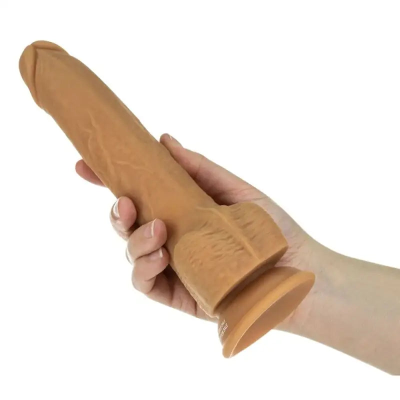 Experience Ultimate Pleasure with the 9 Inch Thrusting Dildo Caramel