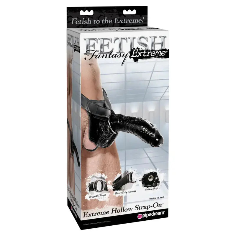Experience Ultimate Pleasure with the Extreme Hollow Strap-On in Black