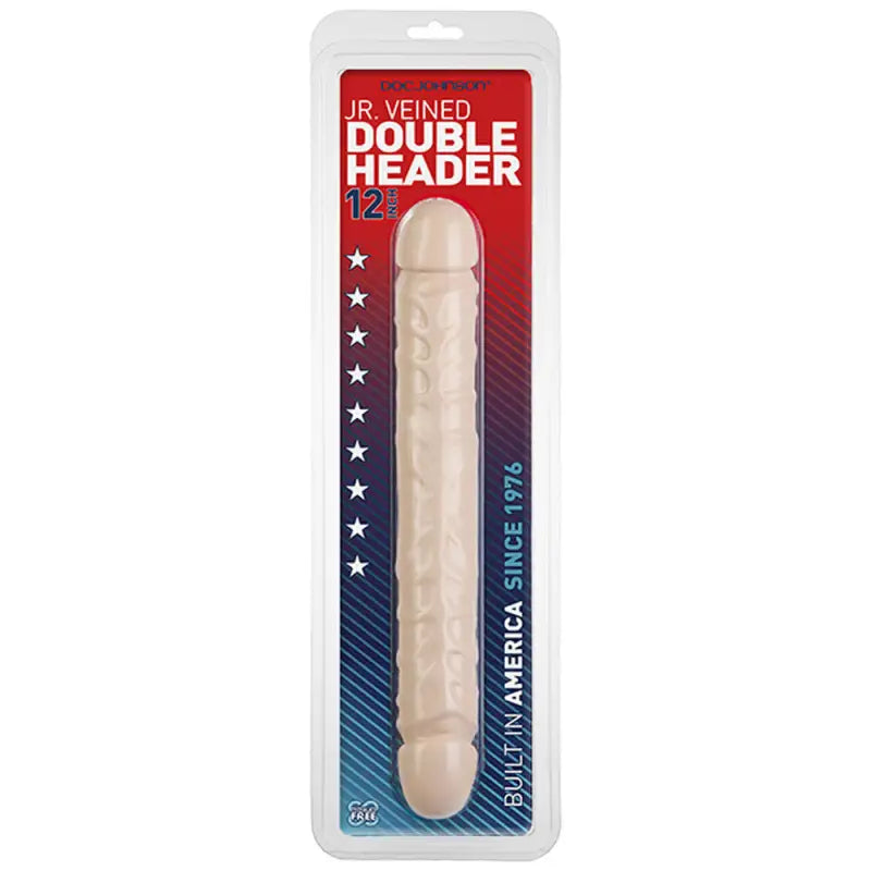 Experience Unmatched Pleasure with the Veined Double Header 12 Inch Dong Flesh Pink