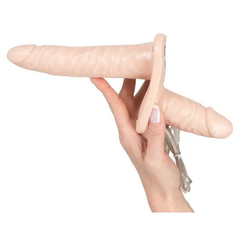 Explore Pleasure with Duo Vibrating Dongs and Flesh Strap