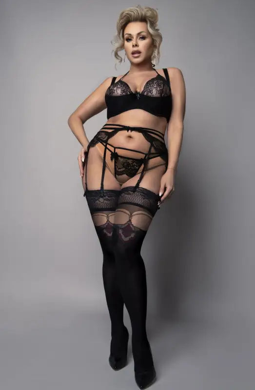 Exquisite Plus-Size Ladies’ Black Hold Ups for Unmatched Comfort