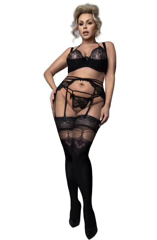Exquisite Plus-Size Ladies’ Black Hold Ups for Unmatched Comfort