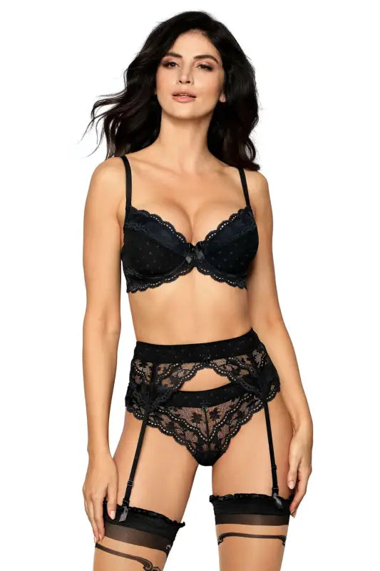 Exquisite Roza Lagerta Suspender Belt Black for Ultimate Elegance