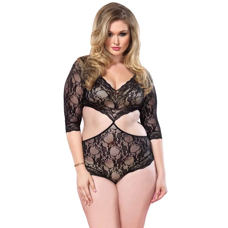 Floral Lace Teddy from Leg Avenue in Plus Size UK 14 to 18